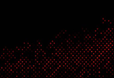 Poker sembollü koyu turuncu vektör şablonu. Renkli resimler, kalpler, maça, sinek, elmas. Kumarhane reklamınız için akıllı tasarım.