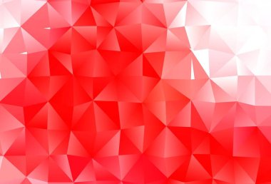 Açık Kırmızı Vektör soyut mozaik arkaplan. Gradyanı olan üçgen geometrik örnek. İş tasarımınız için tamamen yeni bir şablon.