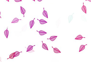 Açık Mor, Pembe vektör karalama örtüsü. Yapraklarla modern tarzda yepyeni renkli bir tasvir. İşiniz için yepyeni bir tasarım..