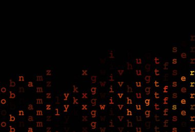 Latince alfabeyle koyu turuncu vektör düzeni. ABC İngilizce sembollü modern geometrik çizim. Bu model reklam, broşür ve eğitim broşürleri için kullanılabilir..