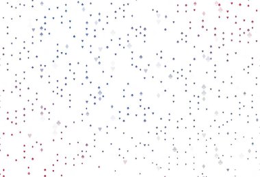 Açık mavi, kart işaretli kırmızı vektör arkaplan. Kalplerin, maça, sinek ve elmasların bulanık dekoratif tasarımı. Vegas 'ta parti ilanları, etkinlikler.