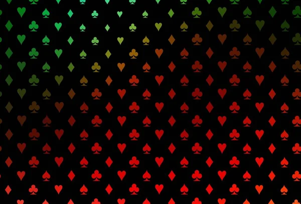 Dunkelgrüne Rote Vektorhülle Mit Glücksspielsymbolen Farbenfroher Verlauf Mit Zeichen Von — Stockvektor