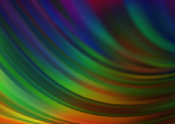 Mörk Flerfärgad Rainbow Vektor Bakgrund Med Böjda Cirklar — Stock vektor