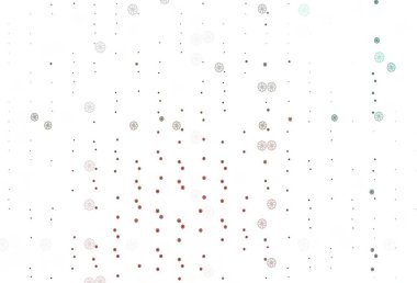 Açık yeşil, kırmızı vektör arkaplan ve xmas kar taneleri. Buz kristalleri ile modern geometrik soyut çizim. Şablon yeni yıl arkaplanı olarak kullanılabilir.