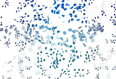 Soyut şekilli hafif Mavili vektör arkaplanı. Rastgele şekillerle soyut tarzda dekoratif tasarım. Duvar kağıtları için zarif tasarım.