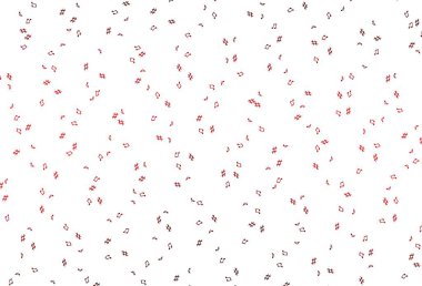 Müzik sembollü açık kırmızı vektör şablonu. Soyut tarzda dekoratif tasarım ve müzik şekilleri. Festival broşürleri için desen.