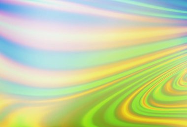 Açık mavi, eğri kurdeleli yeşil vektör arkaplan. Alnında çizgiler olan soyut bir çizim. Markan için yeni kompozisyon.