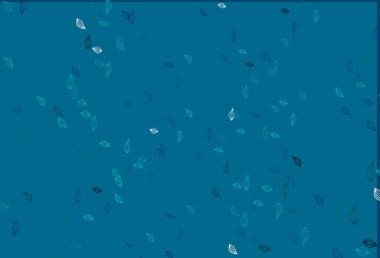 Açık mavi vektör çizim kalıbı. Soyut renkli yapraklarla dekoratif illüstrasyon. Web siteniz için Doodle tasarımı.