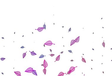 Açık pembe, mavi vektör el boyaması arka plan. Doğal yaprağı olan zarif, parlak bir illüstrasyon. İşiniz için yepyeni bir tasarım..