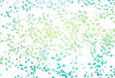 Açık yeşil, Memphis şekilli sarı vektör şablonu. Rastgele şekillerle soyut tarzda dekoratif tasarım. Web siteniz için basit tasarım.