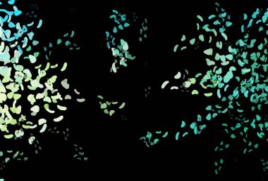 Koyu yeşil, Memphis şekilli sarı vektör şablonu. Modern tarzda değişen renkli kaotik formlar. Kartvizitiniz için modern tasarım.