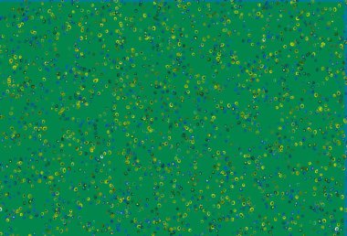 Açık mavi, daire şekilli sarı vektör düzeni. Parlak renkli soyut çemberlerin olduğu bir resim. Reklamlar, broşürler için desen.