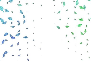 Açık mavi, yeşil vektör çizim düzeni. Soyut renkli yapraklarla dekoratif illüstrasyon. İşiniz için en iyi bulanık tasarım..