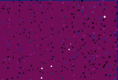 Açık pembe, daireleri, çizgileri, dikdörtgenleri olan mavi vektör düzeni. Renkli daireler, üçgenler, dikdörtgenler. Web siteleri için şablon kullanılabilir.