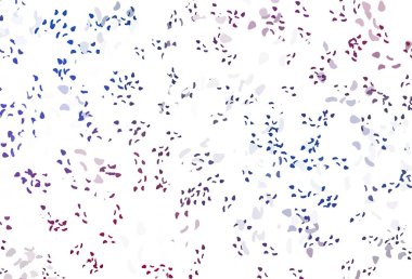 Açık mavi, Memphis şekilli kırmızı vektör şablonu. Renkli rastgele şekillerle modern soyut illüstrasyon. Duvar kağıtları için zarif tasarım.