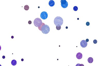 Açık mavi, diskli kırmızı vektör dokusu. Soyut arka planda bulanık kabarcıklar ve renkli gradyan. Suyun deseni, yağmur damlaları.