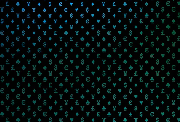 Темно Синий Зеленый Векторный Узор Символом Карт Красочный Градиент Признаками — стоковый вектор