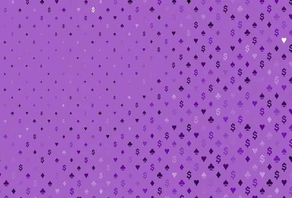 Șablon Vectorial Violet Închis Simboluri Poker Ilustrație Set Inimi Pică — Vector de stoc