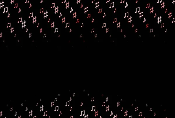 音楽ノート付きダークレッドベクトルの背景 メロディーのカラフルなシンボルを持つ抽象的なイラスト ファッション雑誌のテンプレート — ストックベクタ