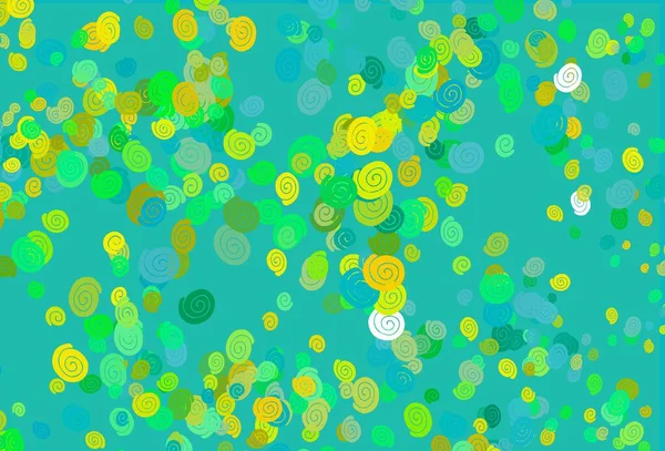 Светло Зеленый Желтый Векторный Фон Изогнутыми Линиями Сияющая Иллюстрация Состоящая — стоковый вектор