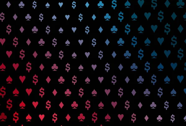 Azul Escuro Modelo Vetor Vermelho Com Símbolos Poker Ilustração Brilhante — Vetor de Stock