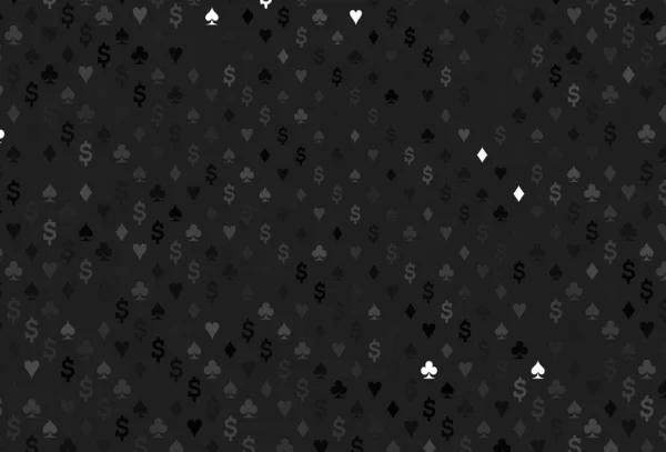 Темно Чорна Векторна Текстура Гральними Картками Ілюстрація Набором Сердець Піків — стоковий вектор