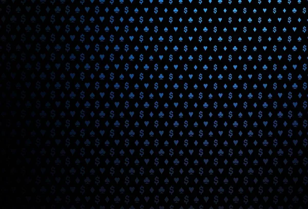 Темно Синій Векторний Обкладинка Символами Азартних Ігор Кольорові Ілюстрації Сердечками — стоковий вектор
