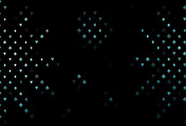Темно Блакитна Векторна Текстура Гральними Картами Розмитий Декоративний Дизайн Сердець — стоковий вектор