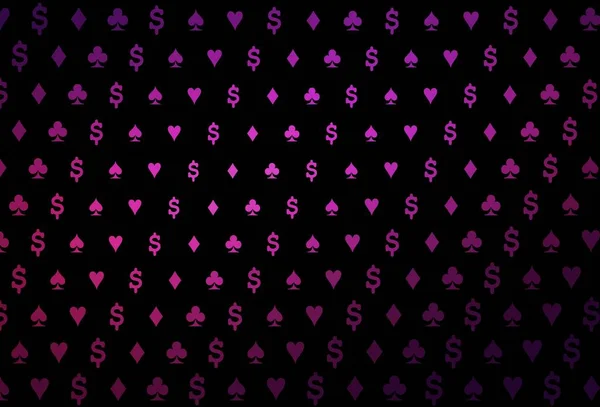 Patrón Vectorial Rosa Oscuro Con Símbolo Cartas Ilustración Con Conjunto — Vector de stock