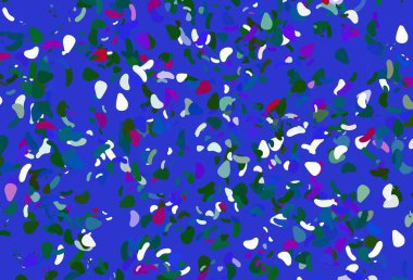 Aydınlık Çokrenkli, soyut biçimlere sahip Gökkuşağı vektör arkaplanı. Rastgele şekillerle soyut tarzda dekoratif tasarım. Bir cep telefonu için arka plan.