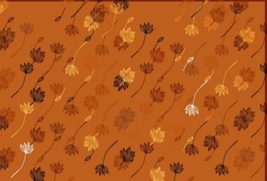 Açık Turuncu vektör çizim kalıbı. Renkli yapraklı eskiz karalamalar. Paketleme için el boyası tasarımı, duvar kağıdı.