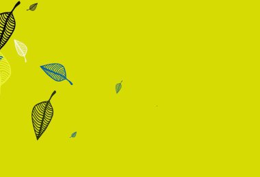 Açık mavi, sarı vektör karalama deseni. Yapraklı doğal dekoratif tasarım. Boyama kitapları ve çocuklar için sayfalar.