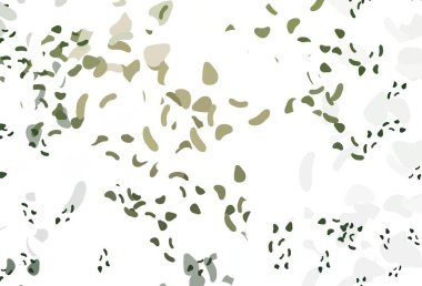 Memphis şekilli açık yeşil vektör şablonu. Modern tarzda değişen renkli kaotik formlar. İşiniz için en iyi akıllı tasarım.