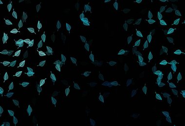 Koyu mavi vektör şablonu. Yaprakları karalama tarzında renkli ve soyut çizimler. Web sitesi yöneticileri ve tasarımları için desen.