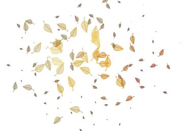 Açık Sarı, Turuncu Vektör çizim arkaplanı. Karalama tarzında yaprakları olan belirsiz bir çizim. İş tasarımınız için yepyeni bir tarz.