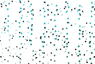 Daireleri, çizgileri, dikdörtgenleri olan hafif BLUE vektör düzeni. Küreler, kareler ve çizgilerle soyut çizimler. Reklamlar için desen.