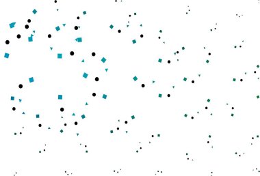 Açık mavi, kristalli yeşil vektör şablonu, daireler, kareler. Renkli daireler, üçgenler, kareler çizilmiş bir resim. Reklamlar için desen.