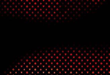 Koyu kırmızı vektör deseni ve kart sembolü. Oyun kartlarının izole sembollerine sahip soyut çizimler. Poker oyunları ve etkinlikler broşürleri için desen.