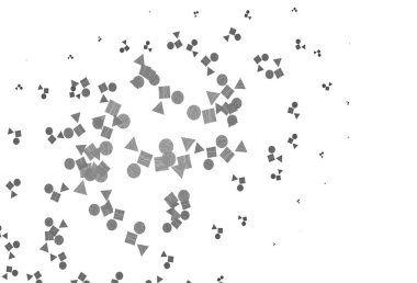 Light Silver, gri vektör arkaplanı üçgenler, daireler, küplerle. Çemberler, üçgenler ve küplerle soyut gradyan çizimi. İş ilanınız için akıllı tasarım.