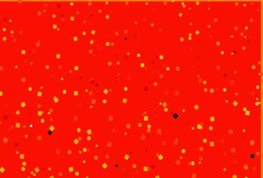 Açık Turuncu vektör şablonu kristaller, daireler, kareler. Küreler, kareler ve çizgilerle soyut çizimler. Reklamınız, posteriniz, afişiniz için en iyi tasarım.