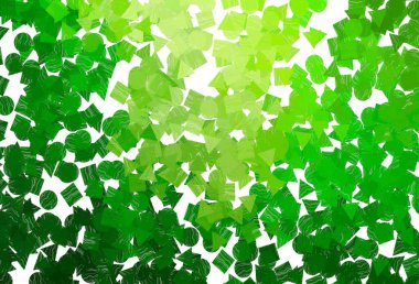 Açık yeşil, kristalli sarı vektör şablonu, daireler, kareler. Renkli daireler, üçgenler, dikdörtgenler. Reklamınız, posteriniz, afişiniz için en iyi tasarım.