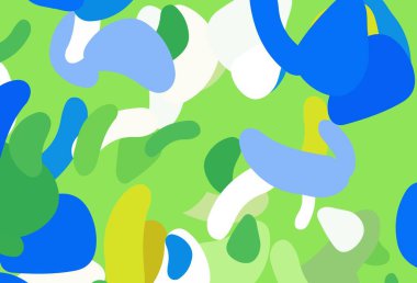 Açık mavi, Memphis şekilli sarı vektör şablonu. Soyut gradyan şekilli basit renkli çizimler. Duvar kağıtları için zarif tasarım.