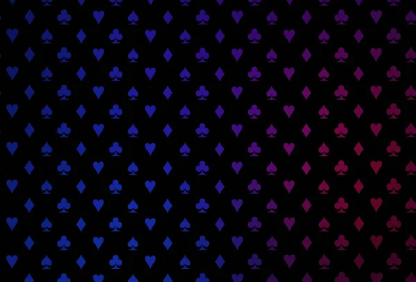 深蓝色 红色矢量模板与扑克符号 模糊的装饰设计的心脏 扑克游戏 活动传单的制作模式 — 图库矢量图片