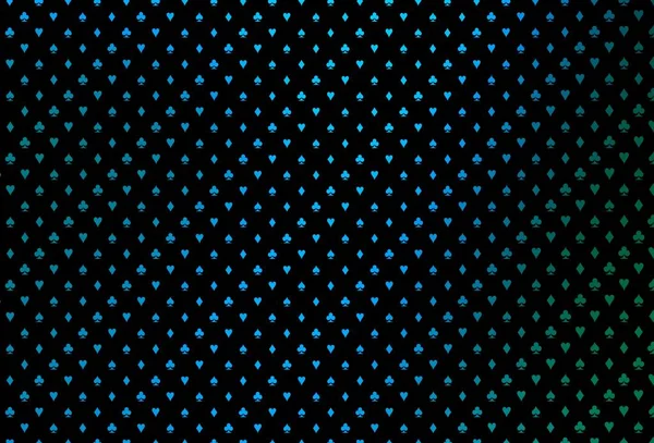 Modèle Vectoriel Bleu Foncé Vert Avec Des Symboles Poker Illustration — Image vectorielle