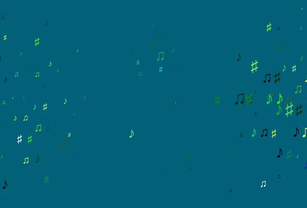 Синий Желтый Вектор Искушают Музыкальными Симфониями Абстрактная Иллюстрация Красочными Символами — стоковый вектор