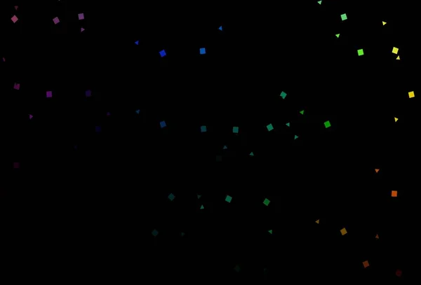 Dunkle Mehrfarbige Regenbogen Vektorschablone Mit Kristallen Kreisen Quadraten Abstrakte Gradienten — Stockvektor