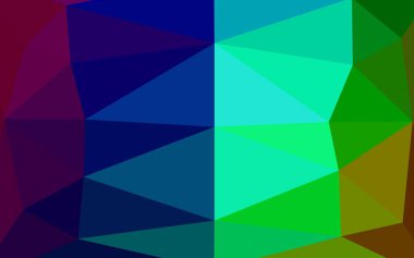 Koyu Çokrenkli, Gökkuşağı vektörü üçgen şablon parlıyor. Parlak çizimler, üçgenlerden oluşur. Marka kitabınız için şablon.