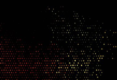 Koyu turuncu vektör desenli, kart sembollü. Oyun kartlarının izole sembollerine sahip soyut çizimler. Poker oyunları ve etkinlikler broşürleri için desen.