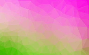 Açık pembe, yeşil vektör bulanık üçgen dokusu. Gradyanı olan belirsiz bir soyut çizim. Cep telefonu geçmişi için şablon.