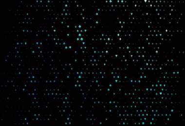 Oyun kartlarıyla koyu mavi vektör dokusu. Oyun kartlarının izole sembollerine sahip soyut çizimler. Reklam, poster ve kumar siteleri için tasarım.